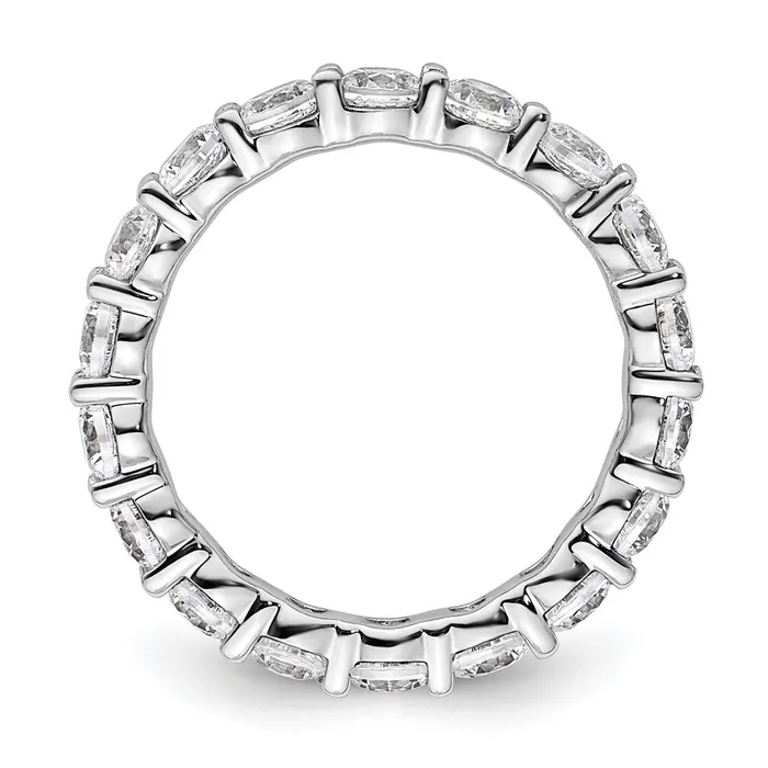 Rings Solid Real 14k White Gold Polished Shared Prong 2ct CZ Eternity Wedding Band Ring Goldia