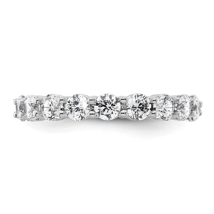 Rings Solid Real 14k White Gold Polished Shared Prong 2ct CZ Eternity Wedding Band Ring Goldia