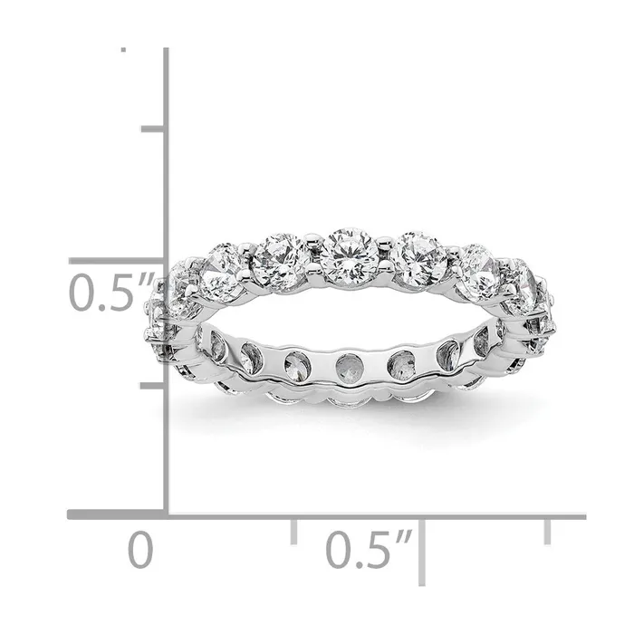 Rings Solid Real 14k White Gold Polished Shared Prong 2ct CZ Eternity Wedding Band Ring Goldia