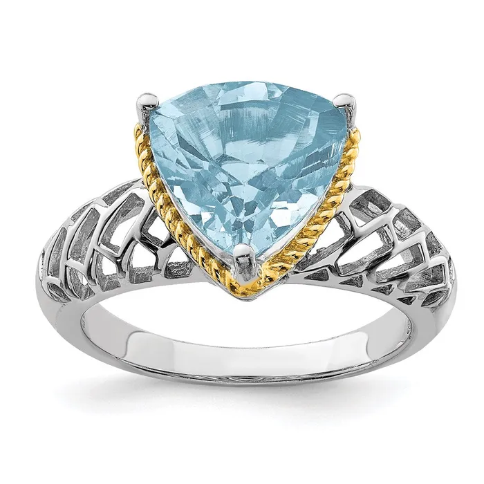 Rings Sterling Silver Rhodium w Flash Goldplate Sky Blue Topaz Ring Goldia