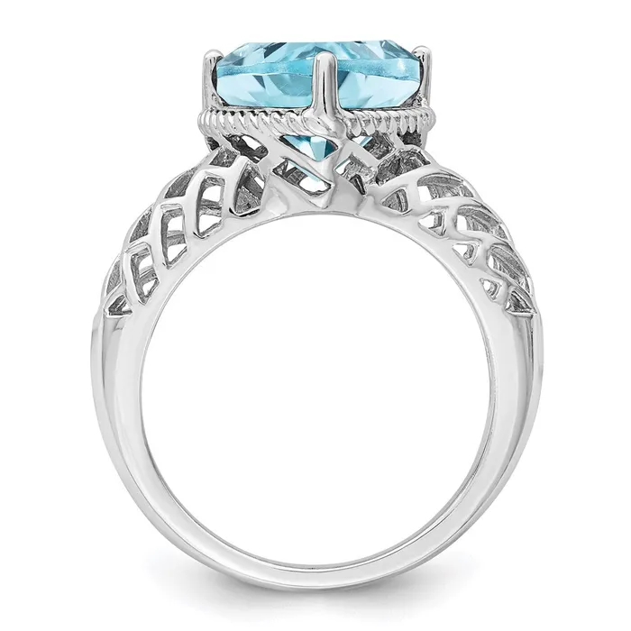Rings Sterling Silver Rhodium w Flash Goldplate Sky Blue Topaz Ring Goldia