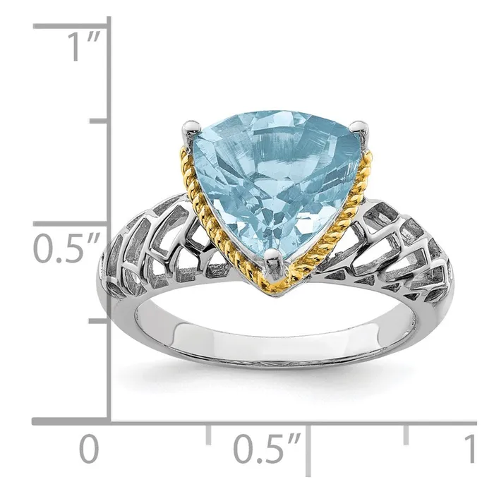 Rings Sterling Silver Rhodium w Flash Goldplate Sky Blue Topaz Ring Goldia