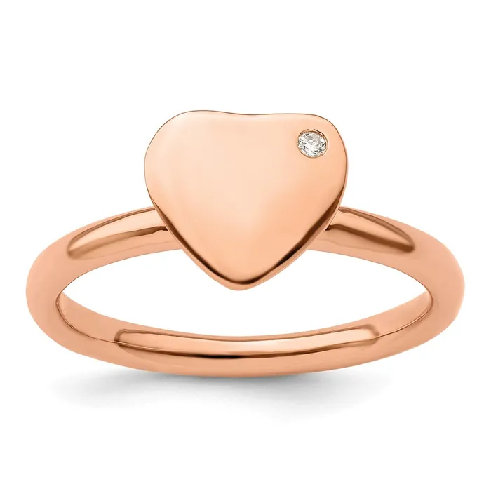 Rings Sterling Silver Stackable Expressions Rose Goldplated Heart Diamond Ring Goldia Rings Sterling Silver Stackable Expressions Rose Goldplated Heart Diamond Ring Goldia