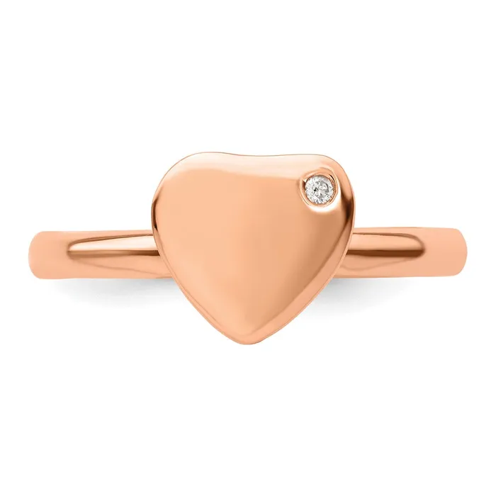 Rings Sterling Silver Stackable Expressions Rose Goldplated Heart Diamond Ring Goldia