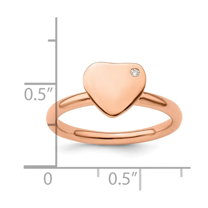 Rings Sterling Silver Stackable Expressions Rose Goldplated Heart Diamond Ring Goldia