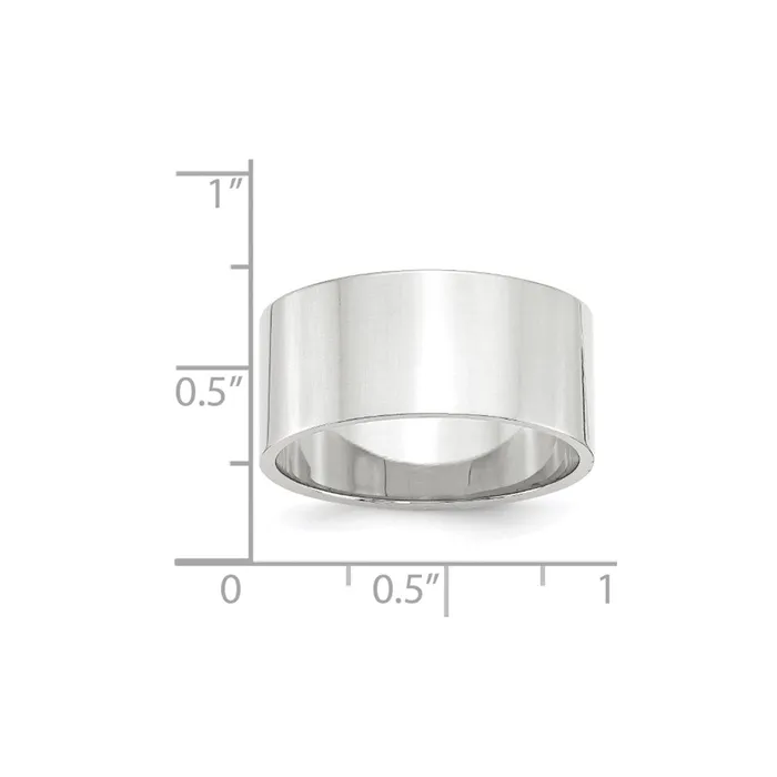 Solid 14K White Gold 10mm Light Weight Flat MensWomens Wedding Band Ring Size 65 Goldia Rings