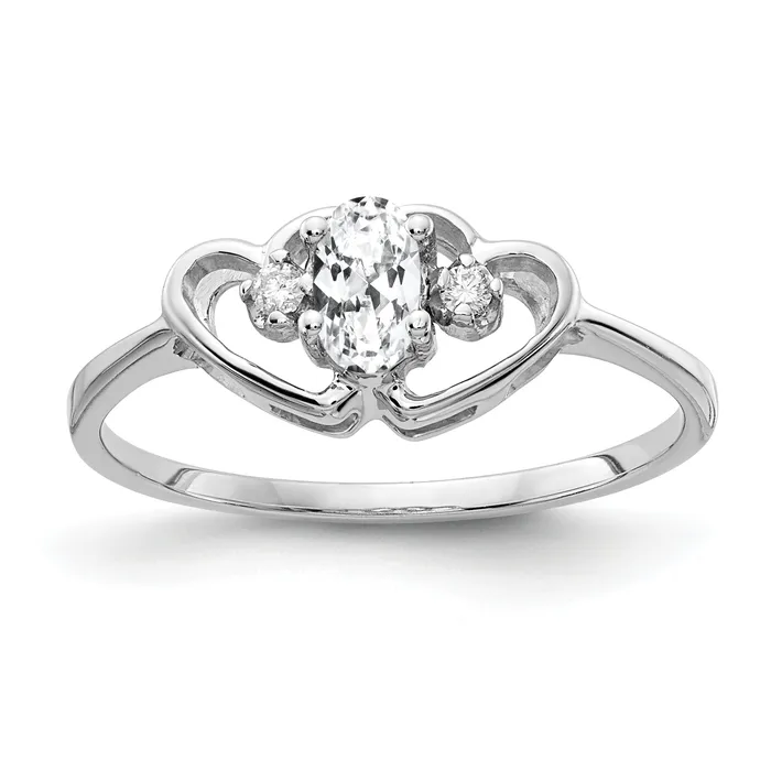 Solid 14k White Gold 5x3mm Oval Cubic Zirconia VS Simulated CZ Ring Goldia Rings