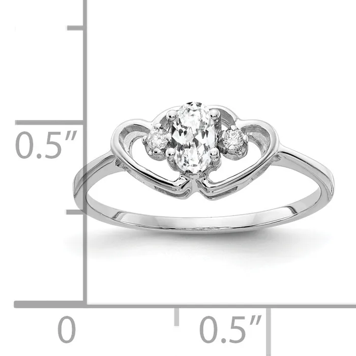 Solid 14k White Gold 5x3mm Oval Cubic Zirconia VS Simulated CZ Ring Goldia Rings