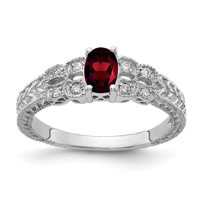 Solid 14k White Gold 6x4mm Oval Simulated Garnet AA CZ Ring Goldia Rings Solid 14k White Gold 6x4mm Oval Simulated Garnet AA CZ Ring Goldia Rings