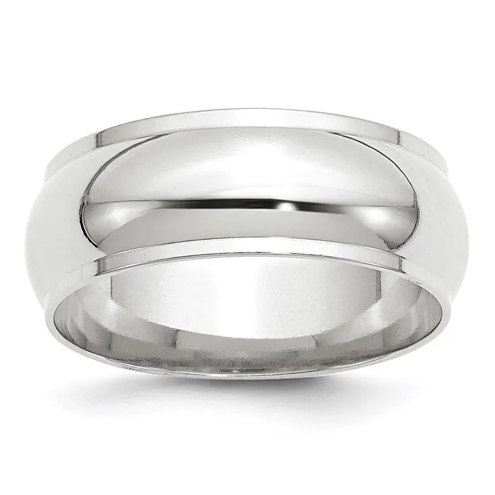 Solid 14K White Gold 8mm Half Round with Edge MensWomens Wedding Band Ring Size 13 Goldia Rings Solid 14K White Gold 8mm Half Round with Edge MensWomens Wedding Band Ring Size 13 Goldia Rings