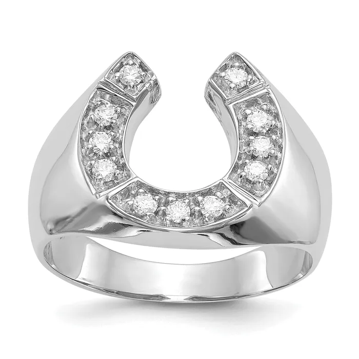 Solid 14k White Gold AA Simulated CZ mens Ring Goldia Rings