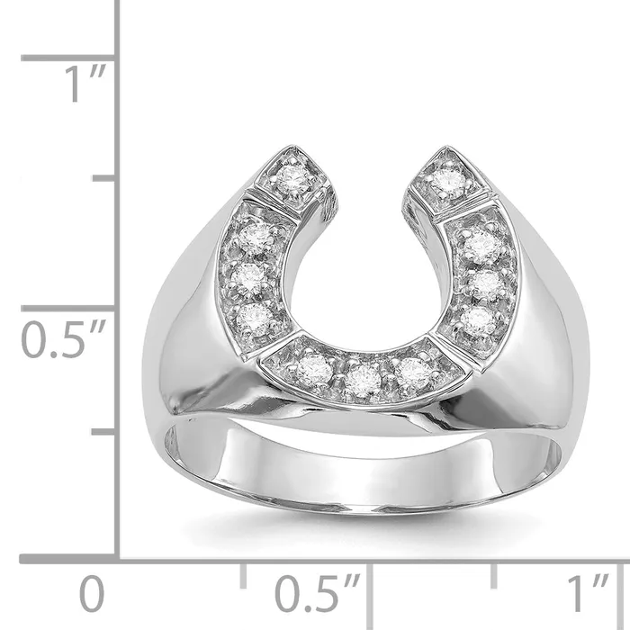 Solid 14k White Gold AA Simulated CZ mens Ring Goldia Rings