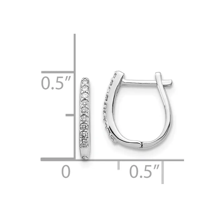 Solid 14k White Gold Simulated CZ Hinged Hoop Earrings Goldia Earrings