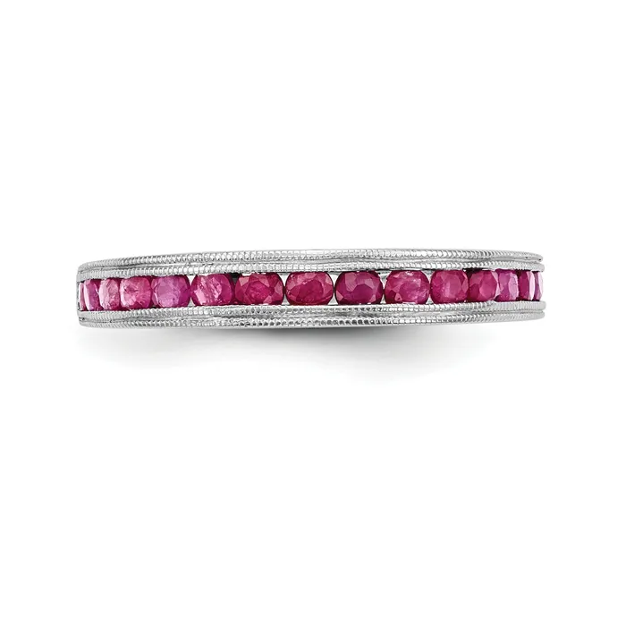 Solid 14k White Gold Simulated Sapphire Band Goldia Rings