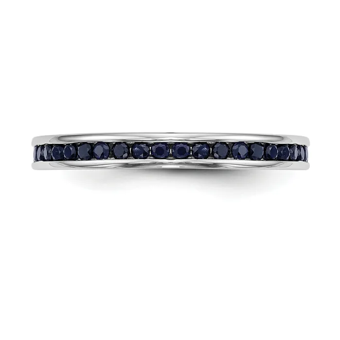 Solid 14k White Gold Simulated Sapphire Band Goldia Rings