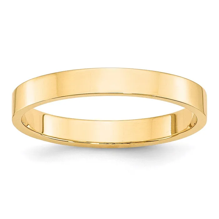 Solid 14K Yellow Gold 3mm Light Weight Flat MensWomens Wedding Band Ring Size 4 Goldia Rings