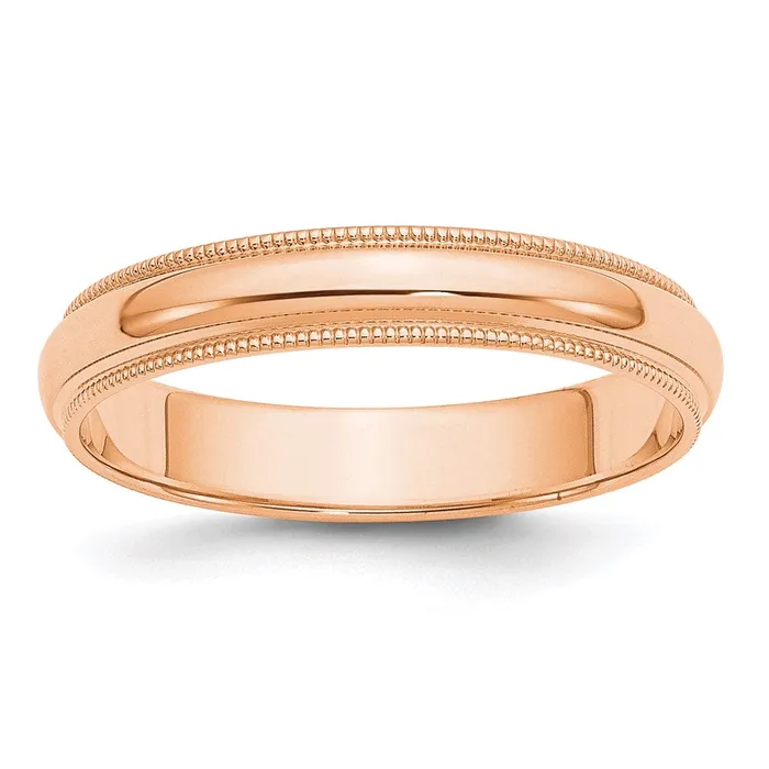 Solid 14K Yellow Gold Rose Gold 4mm Milgrain HalfRound Wedding MensWomens Wedding Band Ring Size 85 Goldia Rings Solid 14K Yellow Gold Rose Gold 4mm Milgrain HalfRound Wedding MensWomens Wedding Band Ring Size 85 Goldia Rings