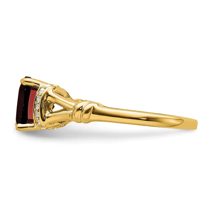 Solid 14k Yellow Gold Simulated Garnet and CZ Ring Goldia Rings