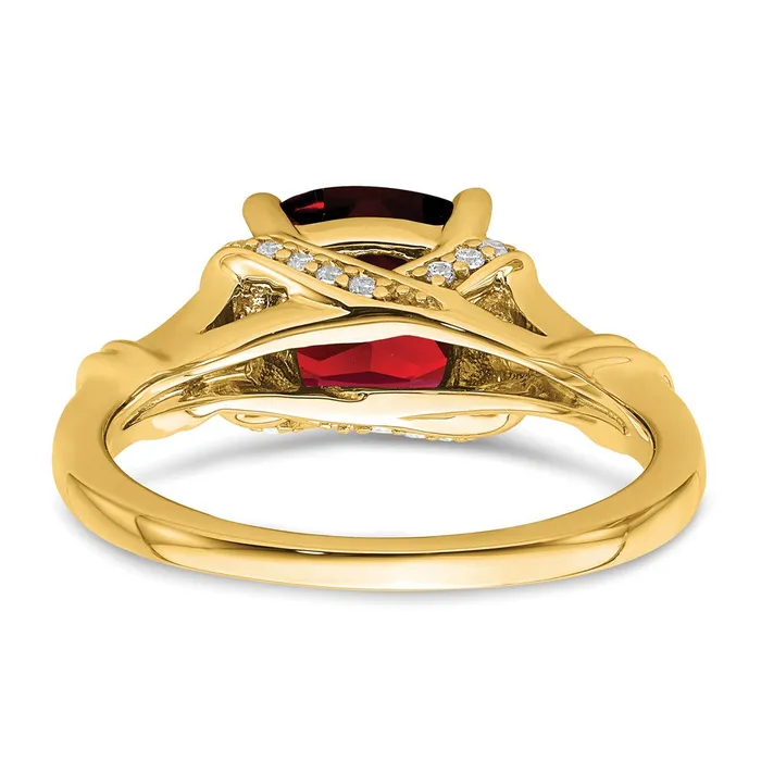 Solid 14k Yellow Gold Simulated Garnet and CZ Ring Goldia Rings