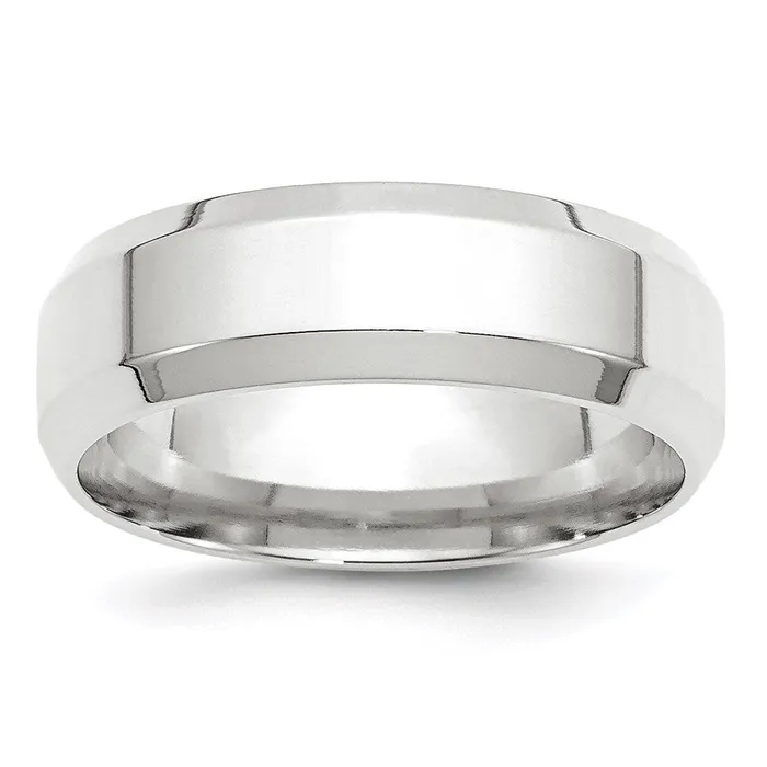 Solid 18K White Gold 7mm Bevel Edge Comfort Fit MensWomens Wedding Band Ring Size 45 Goldia Rings Solid 18K White Gold 7mm Bevel Edge Comfort Fit MensWomens Wedding Band Ring Size 45 Goldia Rings