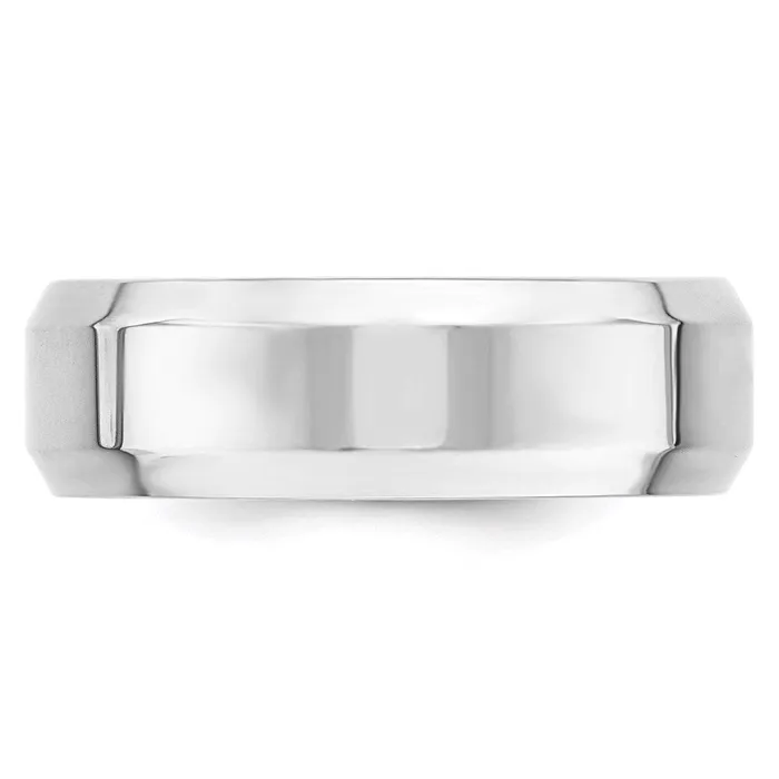Solid 18K White Gold 7mm Bevel Edge Comfort Fit MensWomens Wedding Band Ring Size 45 Goldia Rings Solid 18K White Gold 7mm Bevel Edge Comfort Fit MensWomens Wedding Band Ring Size 45 Goldia Rings