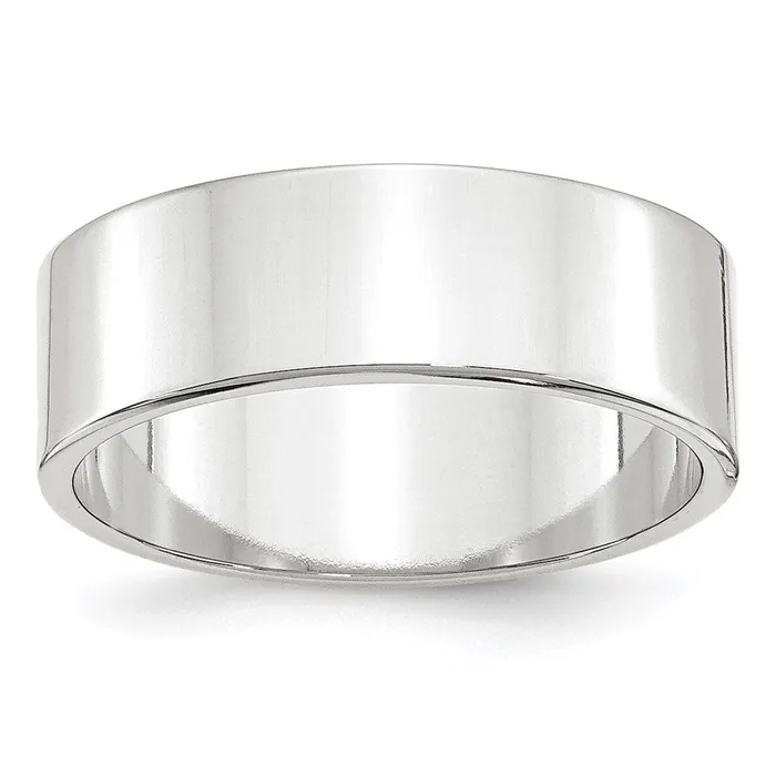 Solid 18K White Gold 7mm Light Weight Flat MensWomens Wedding Band Ring Size 95 Goldia Rings Solid 18K White Gold 7mm Light Weight Flat MensWomens Wedding Band Ring Size 95 Goldia Rings