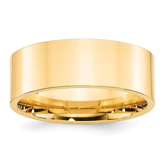 Solid 18K Yellow Gold 8mm Standard Flat Comfort Fit MensWomens Wedding Band Ring Size 105 Goldia Rings