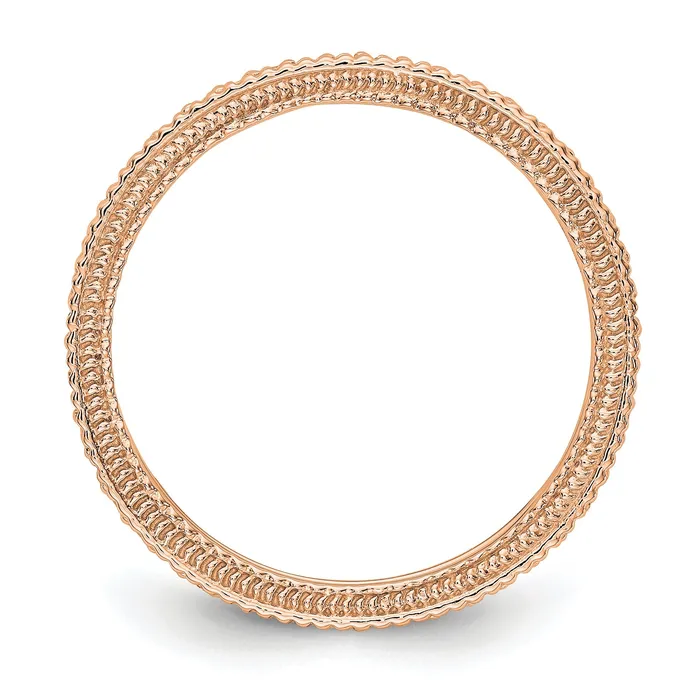 Solid Real 14k Rose Gold Polished 13CT Milgrain Edge CZ Eternity Wedding Band Ring Goldia Rings