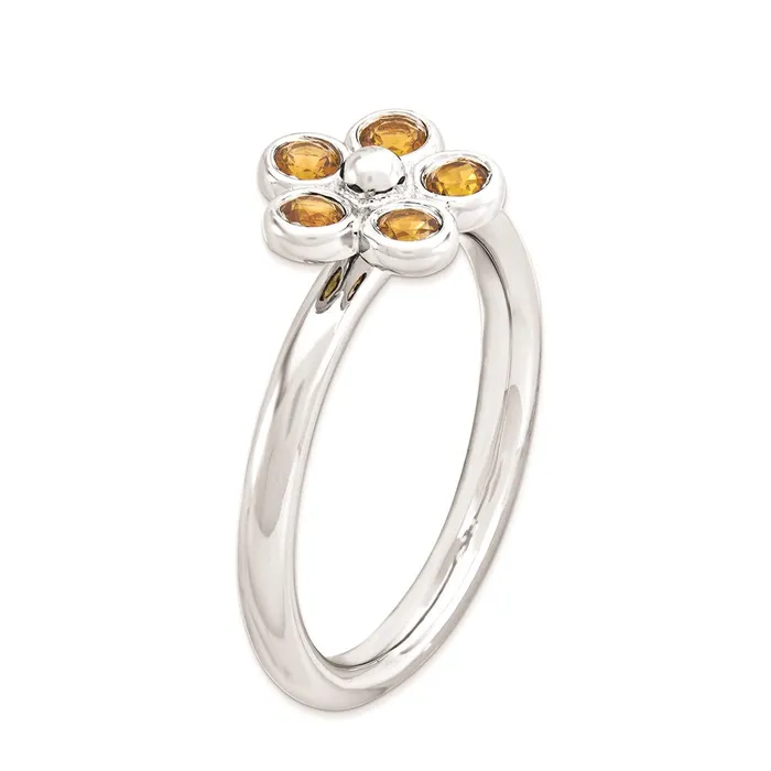 Sterling Silver Stackable Expressions Citrine Flower Ring Goldia Rings
