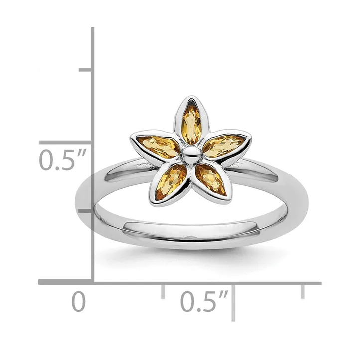 Sterling Silver Stackable Expressions Citrine Flower Ring Goldia Rings