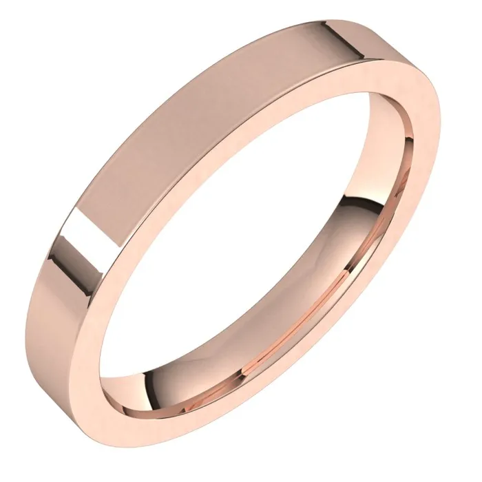 10K Rose Gold 3 mm flat comfort fit Wedding Band TreasureFineJewelers Rings 10K Rose Gold 3 mm flat comfort fit Wedding Band TreasureFineJewelers Rings