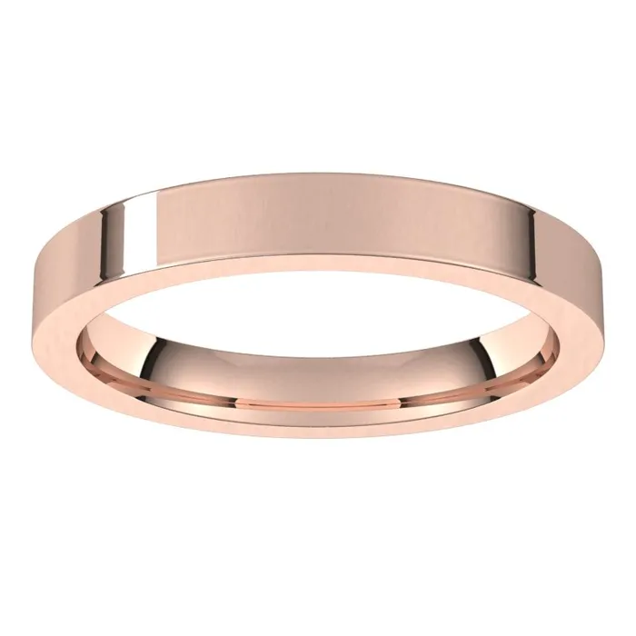 10K Rose Gold 3 mm flat comfort fit Wedding Band TreasureFineJewelers Rings