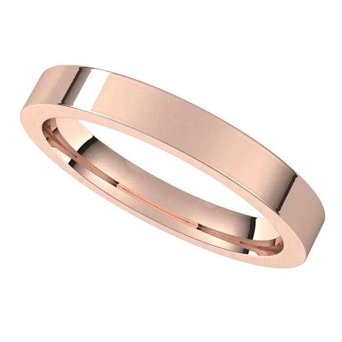 10K Rose Gold 3 mm flat comfort fit Wedding Band TreasureFineJewelers Rings