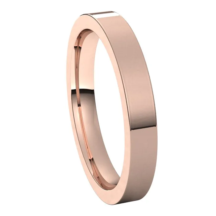 10K Rose Gold 3 mm flat comfort fit Wedding Band TreasureFineJewelers Rings