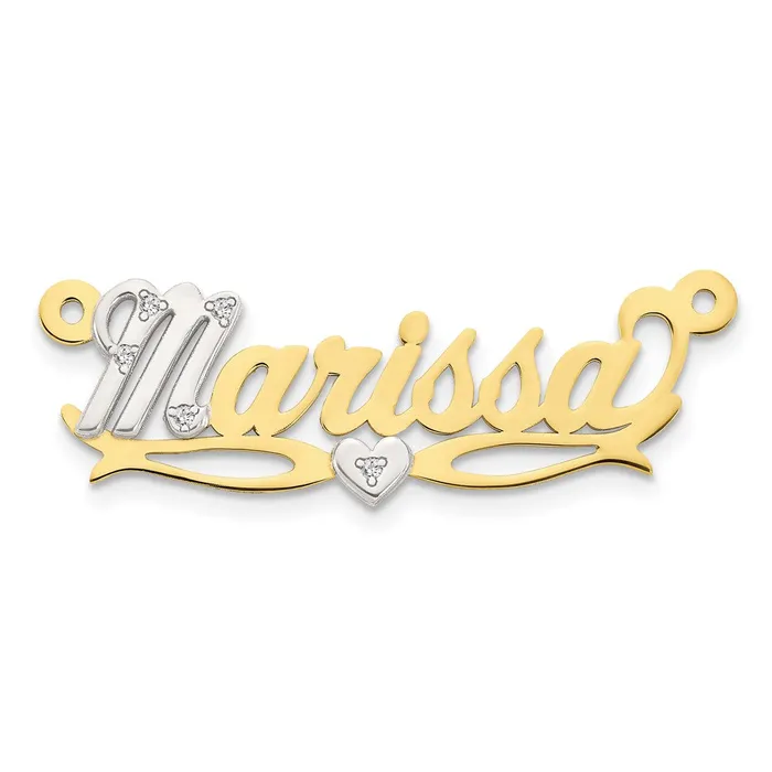 10KY Twotone 3D with Heart Diamond Name Plate TreasureFineJewelers Rings 10KY Twotone 3D with Heart Diamond Name Plate TreasureFineJewelers Rings