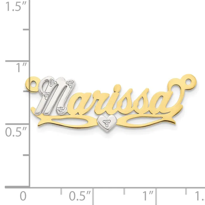 10KY Twotone 3D with Heart Diamond Name Plate TreasureFineJewelers Rings