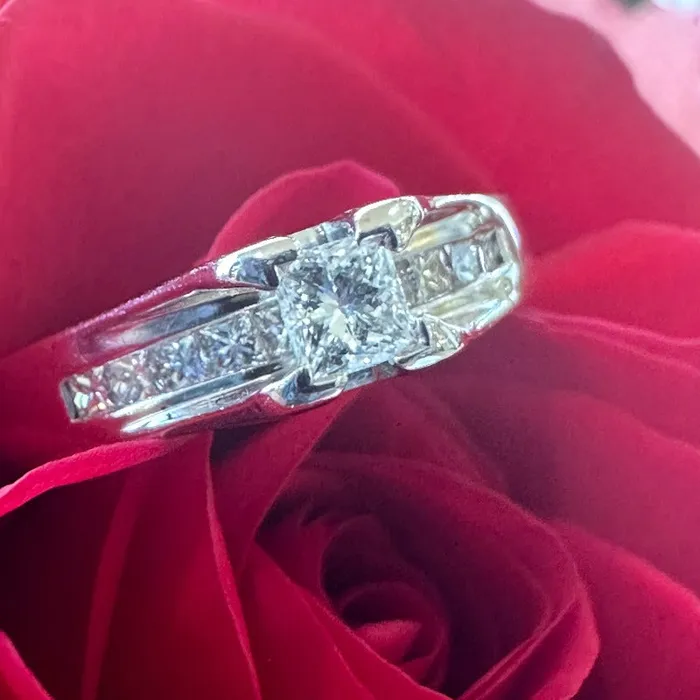 14 Karat White Gold Princess Cut Diamond Ring 10000631 ONeills Estate Jewelry Rings 14 Karat White Gold Princess Cut Diamond Ring 10000631 ONeills Estate Jewelry Rings
