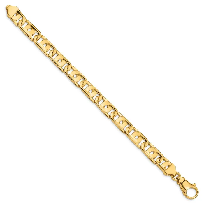 14K 85 inch 10mm Hand Polished Fancy Link with Fancy Lobster Clasp Bracelet TreasureFineJewelers Bracelets