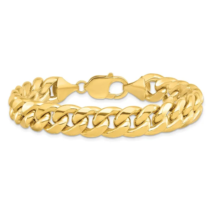 14K 8 inch 11mm SemiSolid Miami Cuban with Lobster Clasp Bracelet TreasureFineJewelers Bracelets