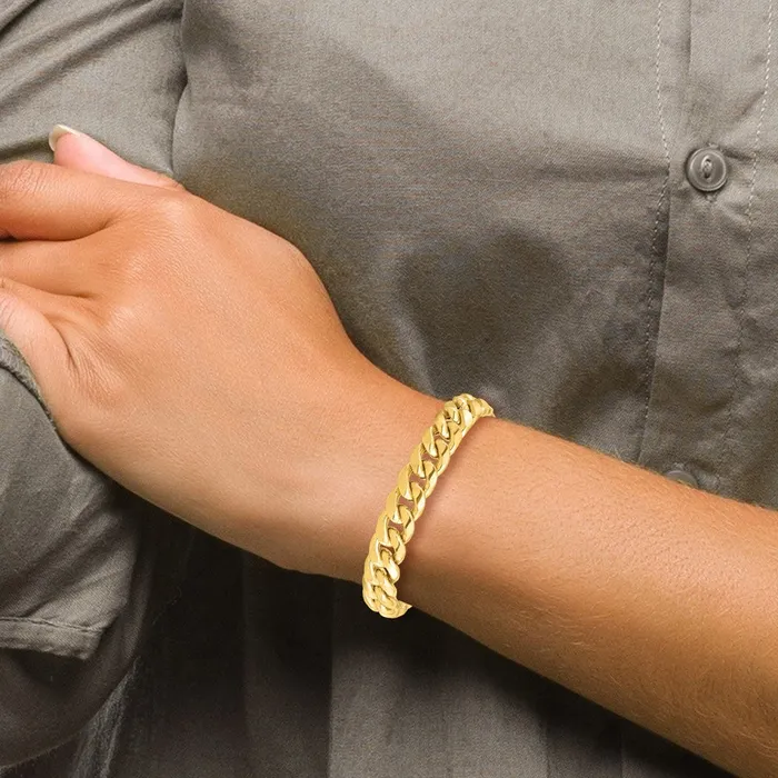 14K 8 inch 11mm SemiSolid Miami Cuban with Lobster Clasp Bracelet TreasureFineJewelers Bracelets