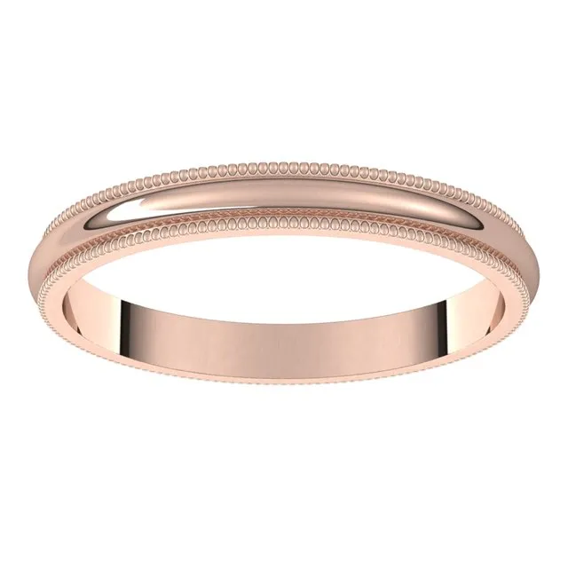 14K Rose Gold 25 mm Milgrain Half Round Wedding Band TreasureFineJewelers Rings