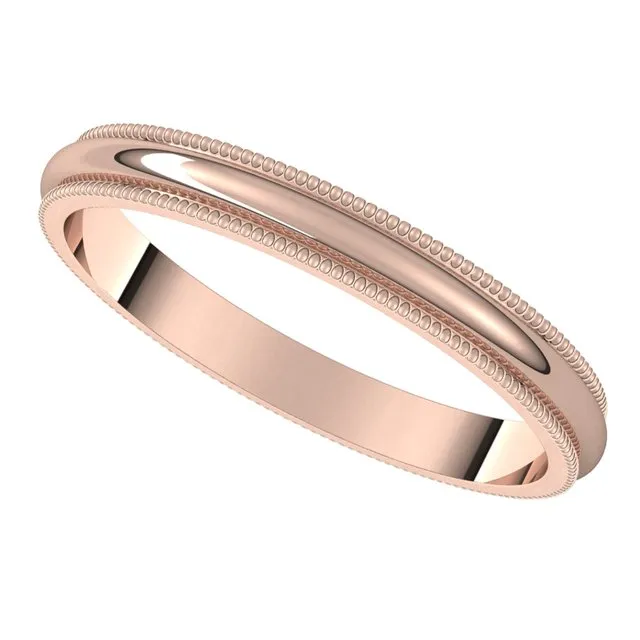 14K Rose Gold 25 mm Milgrain Half Round Wedding Band TreasureFineJewelers Rings