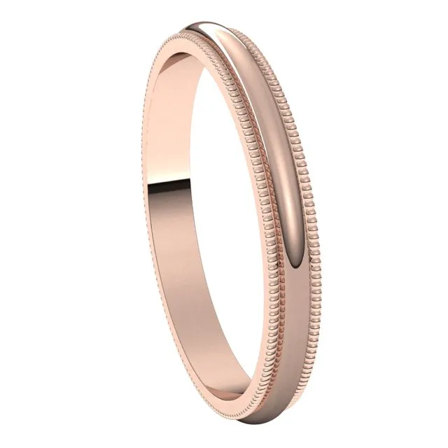 14K Rose Gold 25 mm Milgrain Half Round Wedding Band TreasureFineJewelers Rings