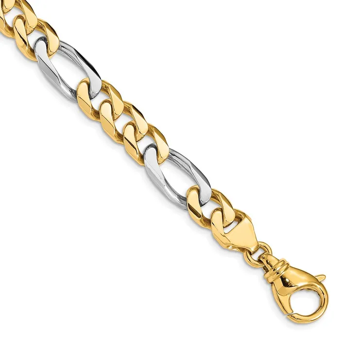 14K Twotone 8 inch 85mm Hand Polished Fancy Link with Fancy Lobster Clasp Bracelet TreasureFineJewelers Bracelets 14K Twotone 8 inch 85mm Hand Polished Fancy Link with Fancy Lobster Clasp Bracelet TreasureFineJewelers Bracelets