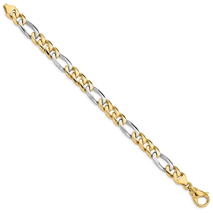 14K Twotone 8 inch 85mm Hand Polished Fancy Link with Fancy Lobster Clasp Bracelet TreasureFineJewelers Bracelets