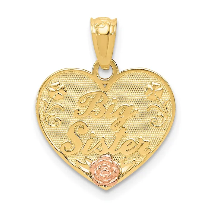 14k Twotone BIG SISTER Heart Pendant TreasureFineJewelers Rings