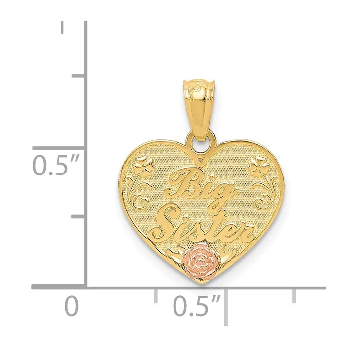 14k Twotone BIG SISTER Heart Pendant TreasureFineJewelers Rings