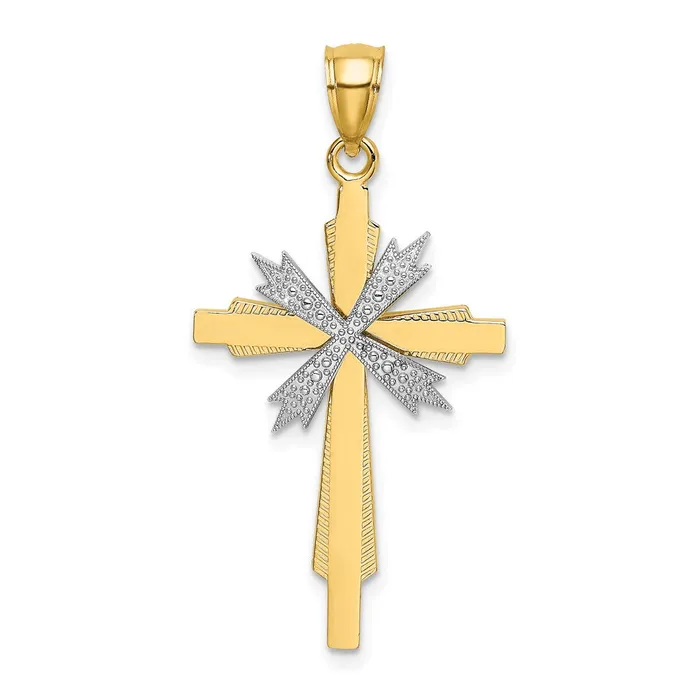 14K TwoTone Fashion Cross Charm TreasureFineJewelers Charm Necklaces