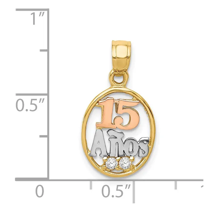 14k Twotone wWhite Rhodium CZ 15 Anos Pendant TreasureFineJewelers Rings