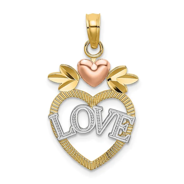 14k TwoTone w White Rhodium LOVE Inside Heart Pendant TreasureFineJewelers Rings 14k TwoTone w White Rhodium LOVE Inside Heart Pendant TreasureFineJewelers Rings